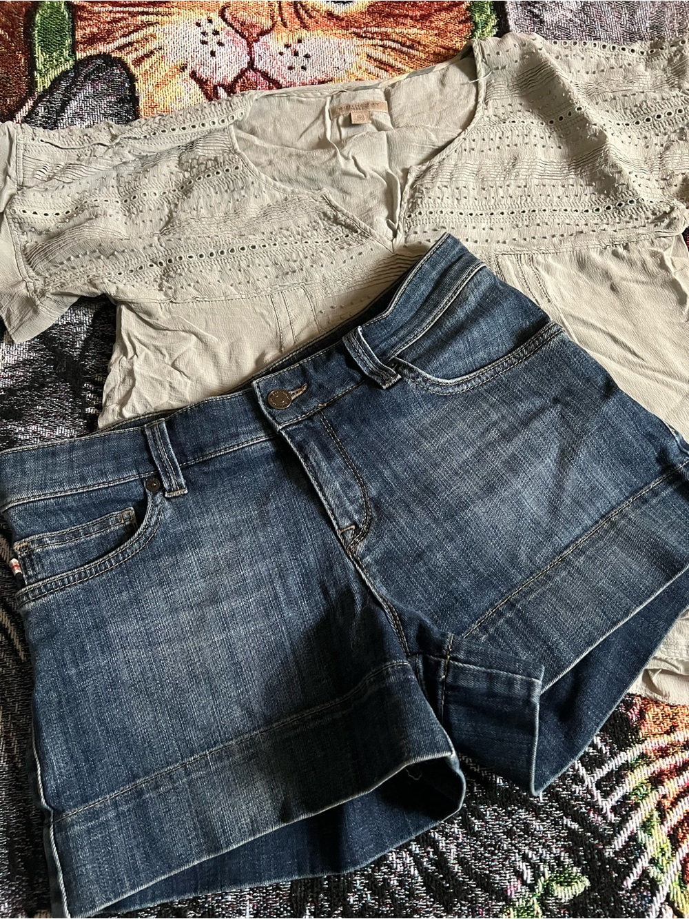 Burberry Navy and Light Blue Denim Shorts